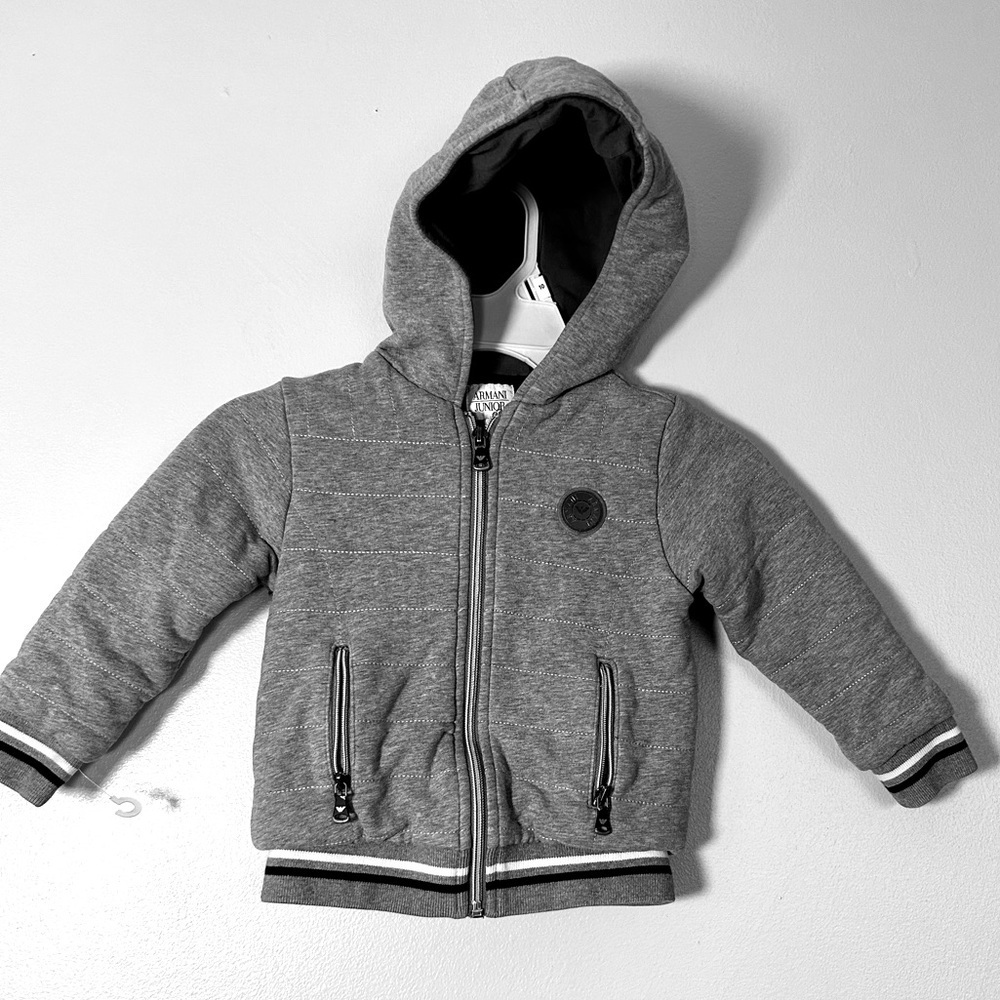 Emporio Armani Junior Baby Grey Hooded Jacket Size 3a 100cm